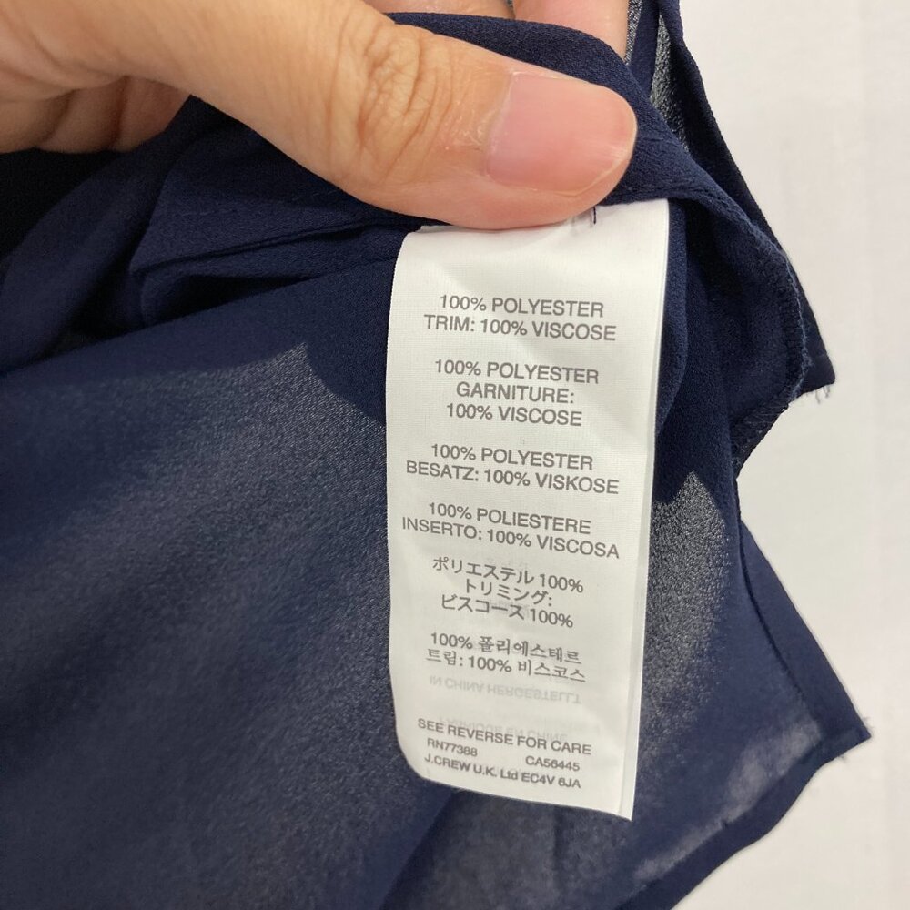 New J. Crew size 16 Tall Navy Keyhole Grosgrain Ribbon Preppy Blouse Office - Picture 10 of 12